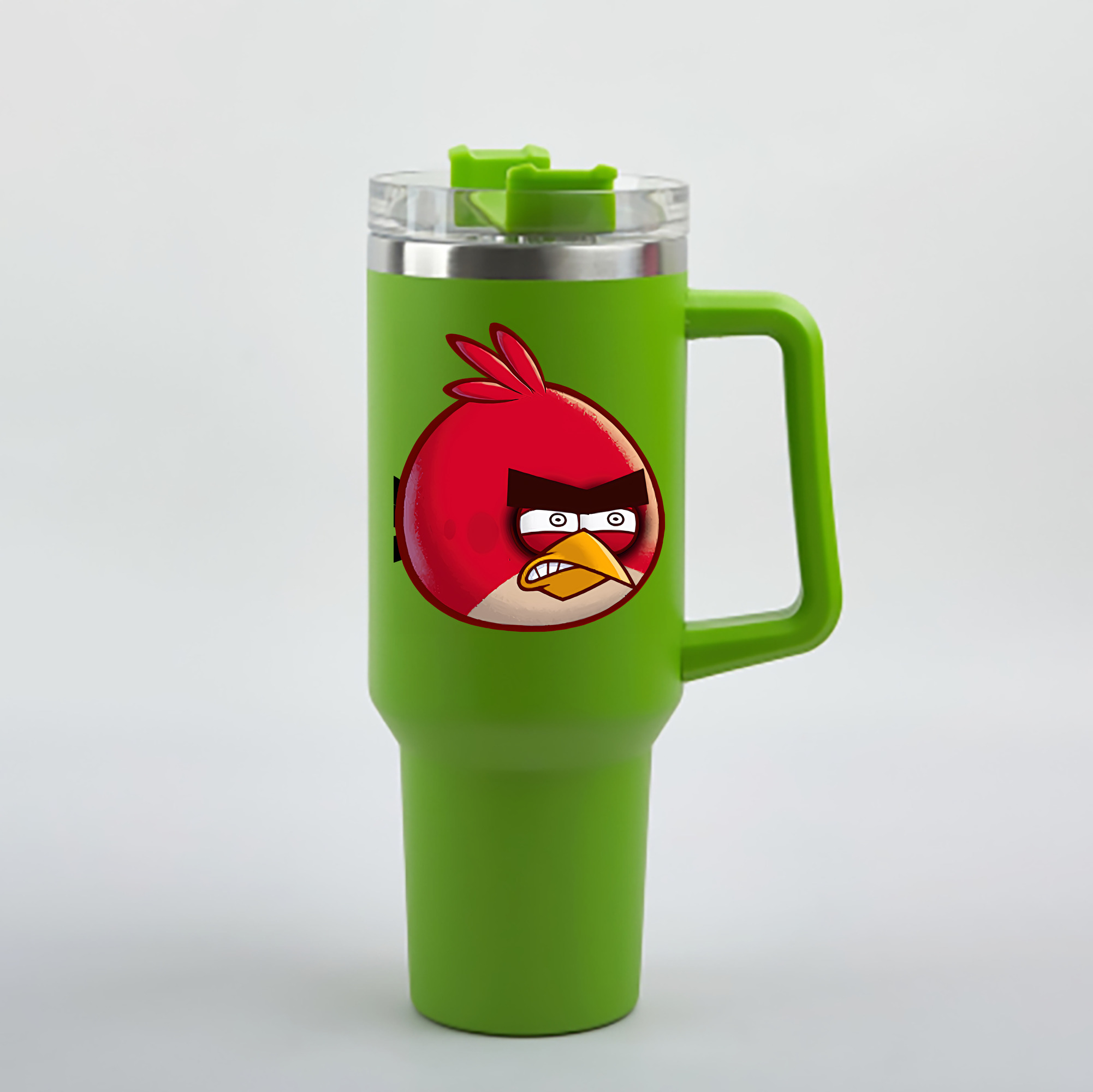 （画像用） Angry Birds アングリーバード 1200mL車用タンブラー - クリスタルステッカー（プラスチックストロー付き）